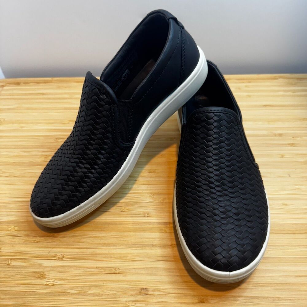 ECCO Soft 7 Woven Slip-On Sneakers Black Leather EU 39 US 8-8.5 Comfort - Picture 13 of 16
